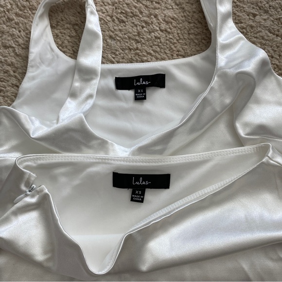 Lulus White Satin Two-Piece Midi Dress - Picture 4 of 6